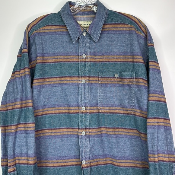 Vintage Arizona Blue Striped Button Up Shirt Medium - Picture 2 of 7